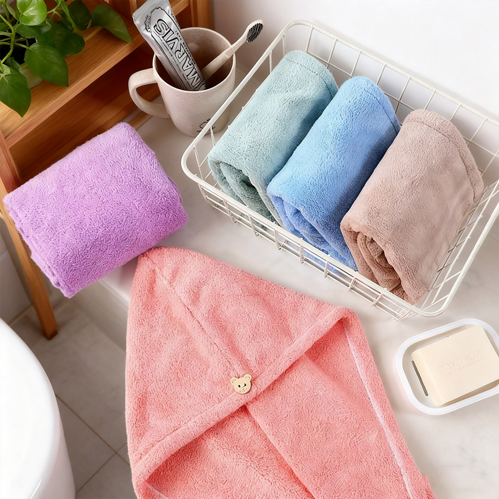 Golf Towel - หมวกเช็ดผมแห้งเร็วสำหรับผู้หญิง - ผ้าขนแกะปะการังแบบหนาพิเศษ ซึมซับน้ำได้ดีและนุ่มเป็นพิเศษ ผ้าขนหนูคลุมศีรษะสำหรับห้องน้ำที่จำเป็น