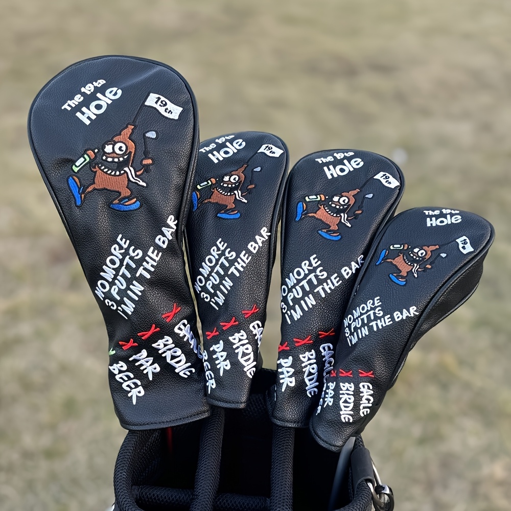 Golf Driver - 1 ชิ้น/4 ชิ้น ปลอกคลุมหัวไม้กอล์ฟลายการ์ตูนโจรสลัด วัสดุ PU