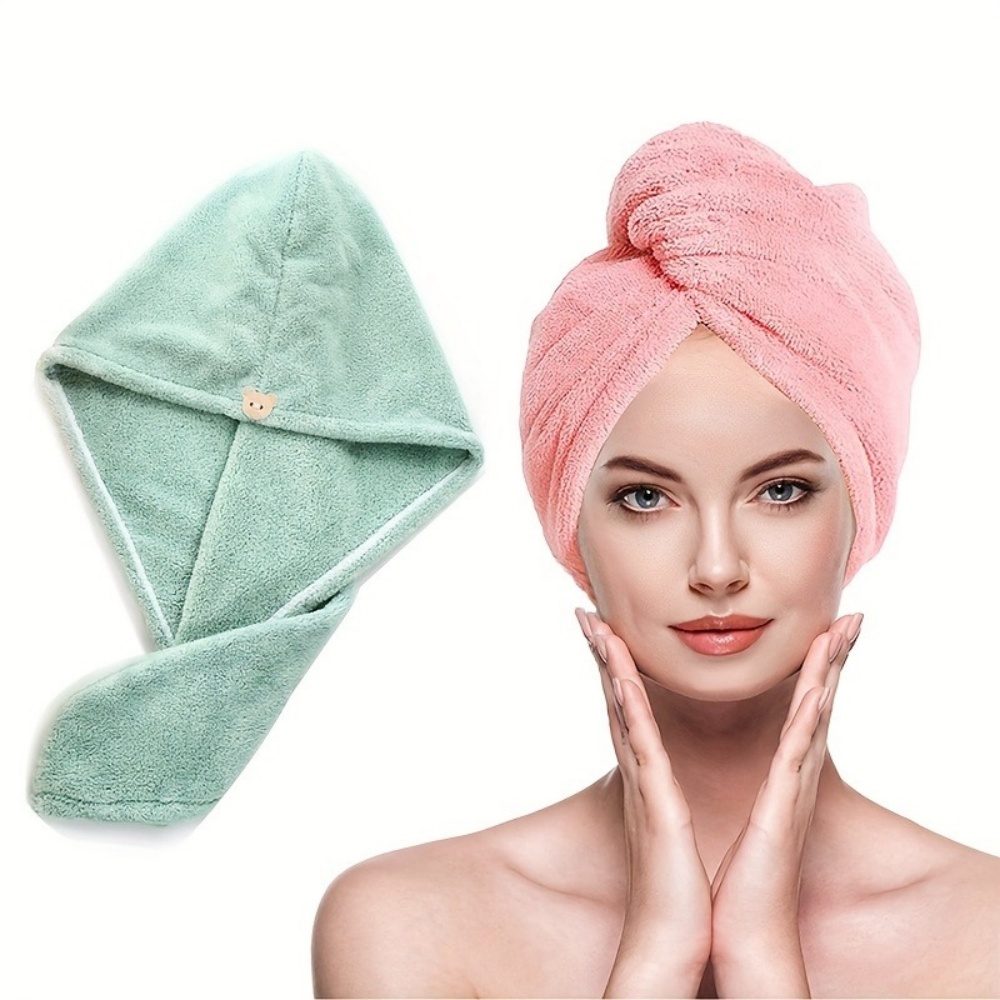 Golf Towel - หมวกเช็ดผมแห้งเร็วสำหรับผู้หญิง - ผ้าขนแกะคอรัลหนานุ่ม ซึมซับน้ำได้ดีเยี่ยมและนุ่มสบาย ผ้าขนหนูคลุมศีรษะที่จำเป็นสำหรับห้องน้ำ
