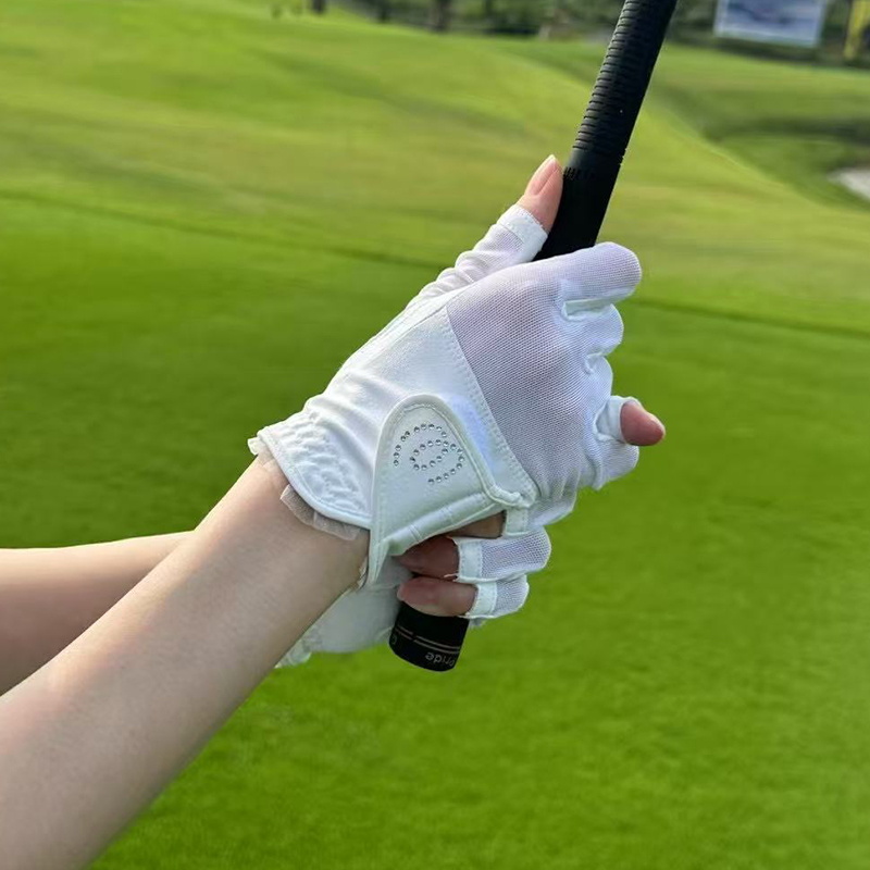 Golf Gloves - ถุงมือกอล์ฟสำหรับผู้หญิงแบบเปิดนิ้ว กันลื่นและทนต่อการสึกหรอ ถุงมือกอล์ฟกันแดดแบบระบายอากาศได้ดี สำหรับมือซ้ายและมือขวา