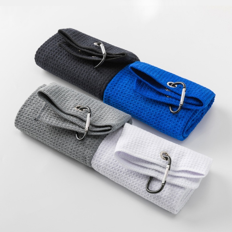 Golf Towel - ผ้าไมโครไฟเบอร์ขนาด 40x40 ซม. ผ้าขนหนูสำหรับกอล์ฟ ผ้าขนหนูกีฬากลางแจ้ง ผ้าขนหนูสำหรับยิม