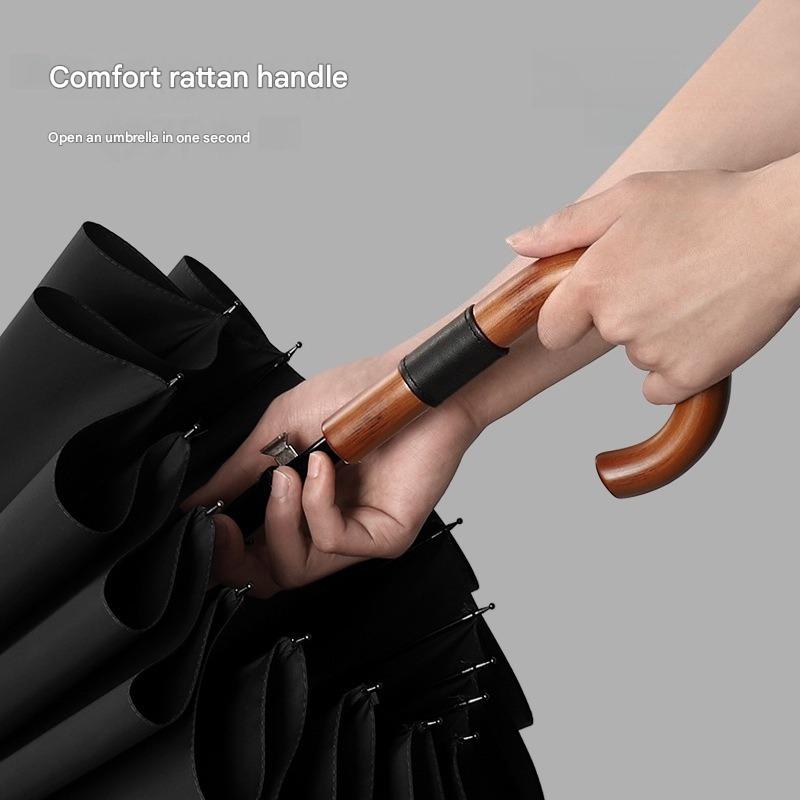 Golf Umbrella - ร่มกอล์ฟอัตโนมัติแบบญี่ปุ่น 16 ซี่โครง ด้ามจับโค้ง ด้ามยาว ของขวัญทางธุรกิจ