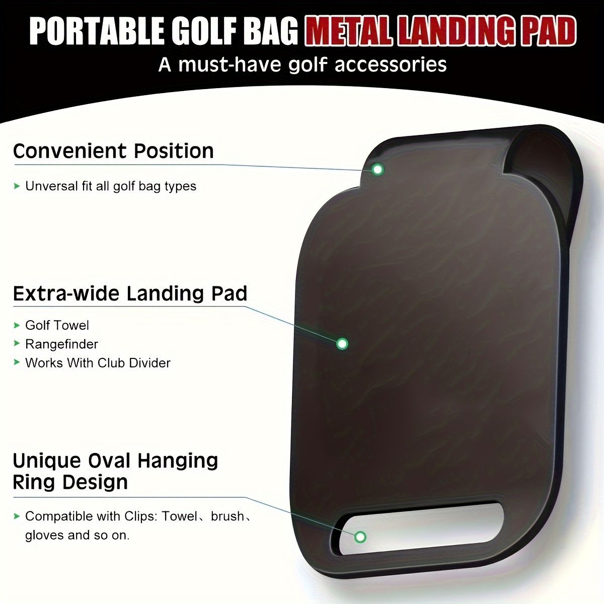 Golf Rangefinder - แม่เหล็กถุงกอล์ฟ Landing Pad (9*8 ซม.) สําหรับแม่เหล็กผ้าเช็ดตัวกอล์ฟ,กอล์ฟ