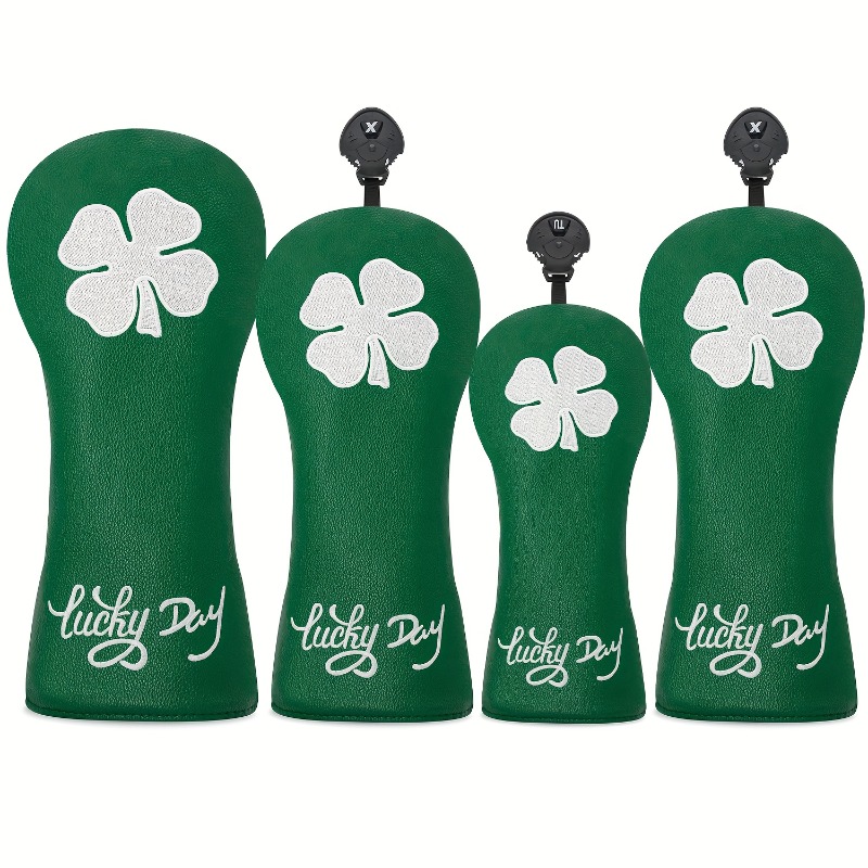 Golf Clubs - ฝาครอบหัวไม้กอล์ฟ Clover - ป้องกันฝุ่นและทนทาน ดีไซน์โคลเวอร์สีขาว ฝาครอบป้องกันหัวไม้กอล์ฟ