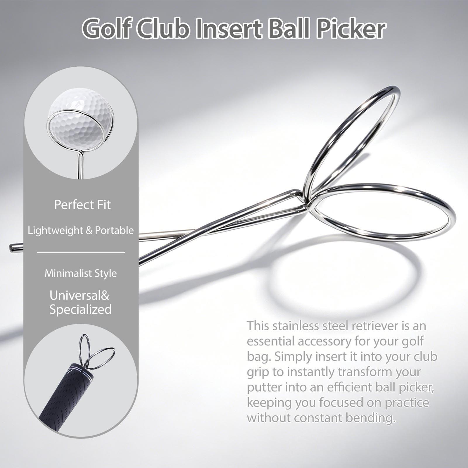 Golf Putter - อุปกรณ์เก็บลูกกอล์ฟแบบพกพา ชนิดเสียบเข้าได้ ด้ามจับสแตนเลส สำหรับผู้หญิง นักกีฬาเริ่มต้น