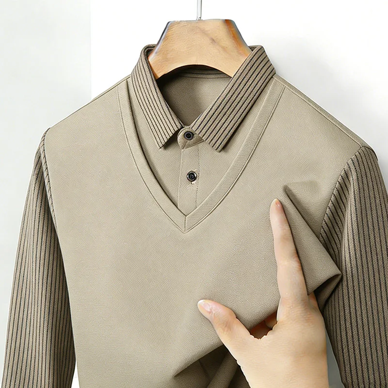 เสื้อเชิ้ตผู้ชายคอวีแขนยาวลายท - Golf Tees บทวิจารณ์และราคา