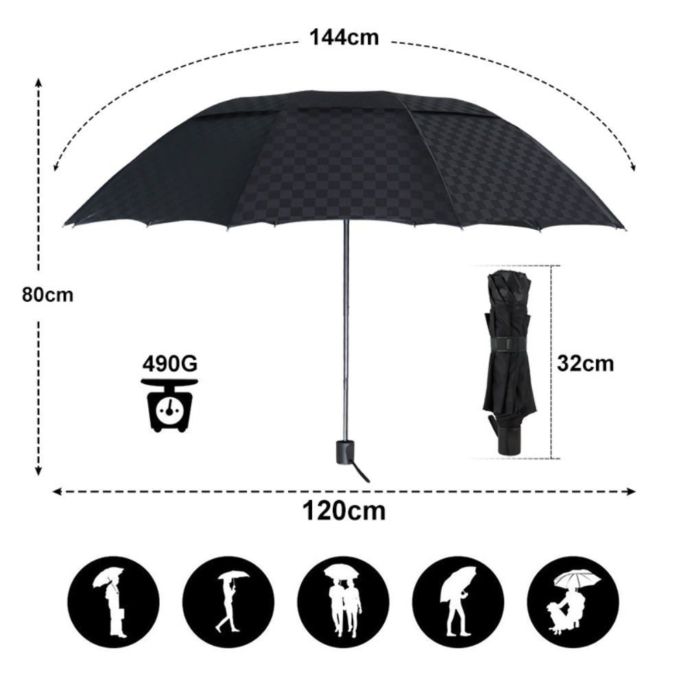 Double Layer Dark Grid ร่มขนาด - Golf Umbrella Large บทวิจารณ์และราคา