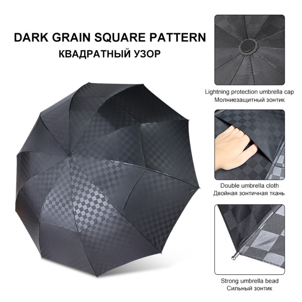 Double Layer Dark Grid ร่มขนาด - Golf Umbrella Large บทวิจารณ์และราคา