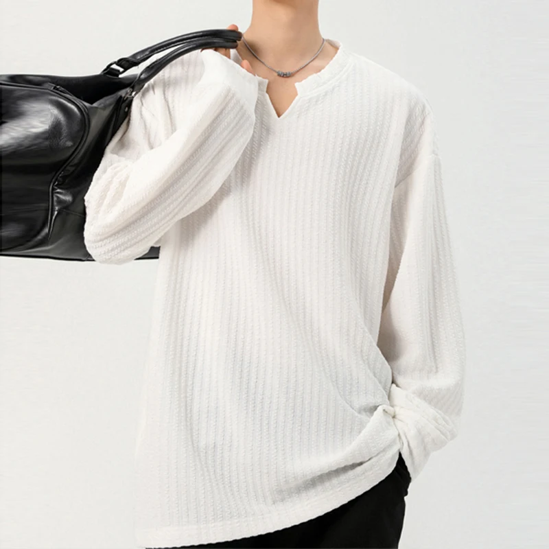 เสื้อผู้ชายคอวีแขนยาวลายทางแนว - Golf Tees บทวิจารณ์และราคา