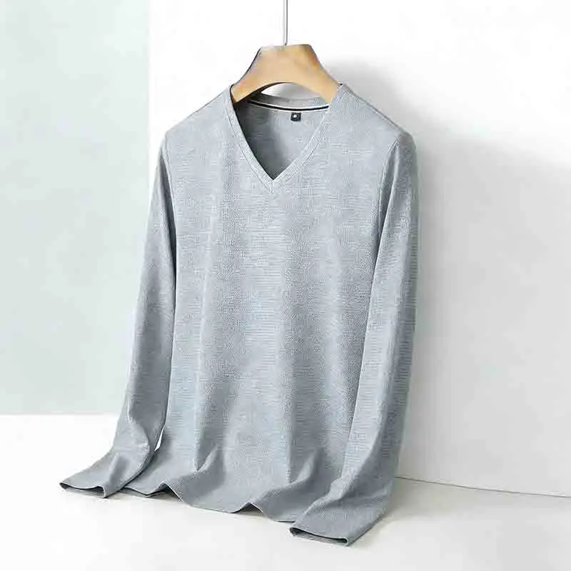 เสื้อถักแขนยาวคอวีสีเทาอ่อนสำห - Golf Tees บทวิจารณ์และราคา